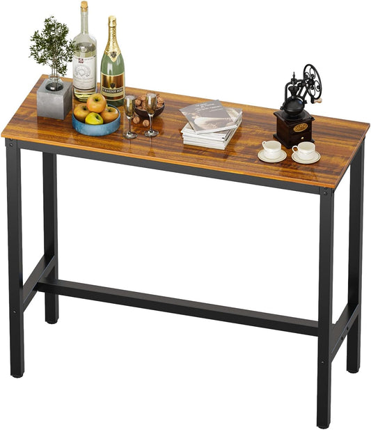 Bar Table with Solid Metal Frame,Counter Height Table Kitchen Bar Table for Dining Room,Living Room (47.24", Black Oak)