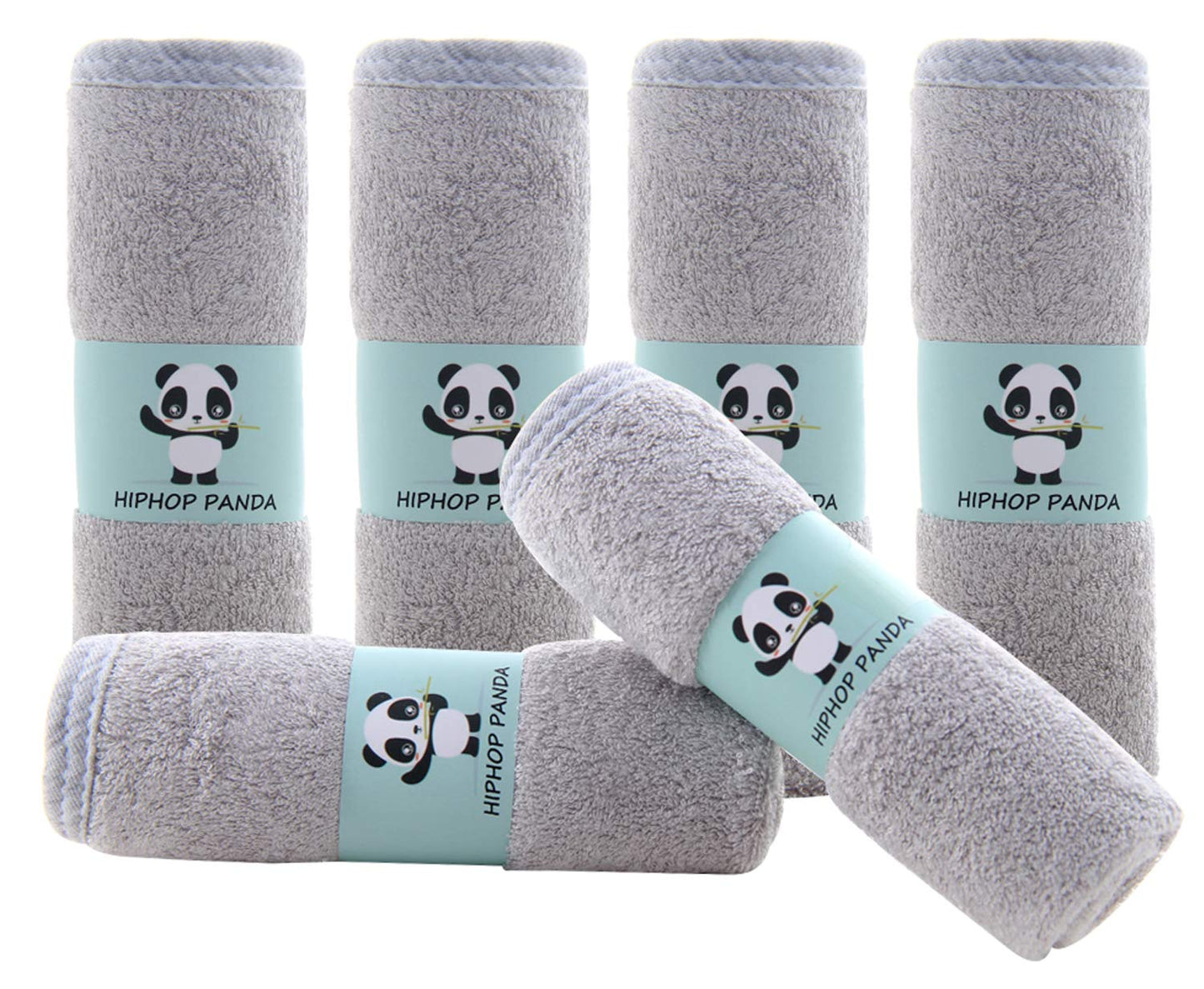 Baby Wash Clothes, Rayon Made from Bamboo - 2 Layer Ultra Soft Absorbent Washcloths for Boy - Newborn Face Towel - Makeup Remove Washcloths for Delicate Skin - (Gray, 6 Pack)