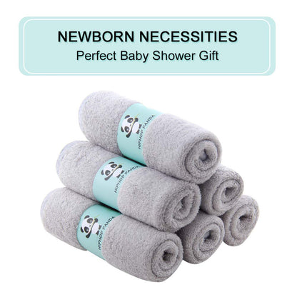 Baby Wash Clothes, Rayon Made from Bamboo - 2 Layer Ultra Soft Absorbent Washcloths for Boy - Newborn Face Towel - Makeup Remove Washcloths for Delicate Skin - (Gray, 6 Pack)