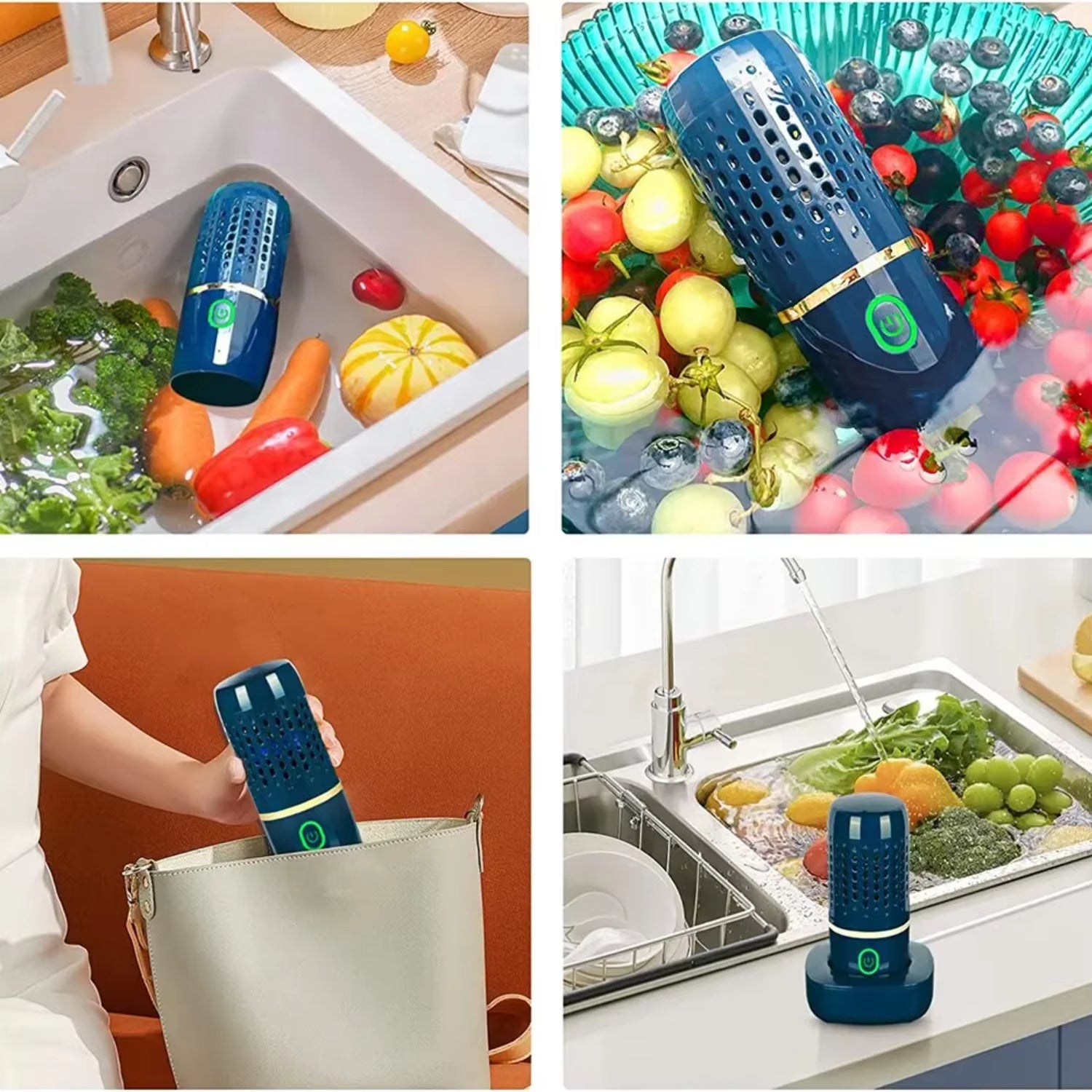 Portable Ultrasonic Fruit Vegetable Washing Machine - Wireless Food Cleaner for Outdoor Picnic - Food Purifier